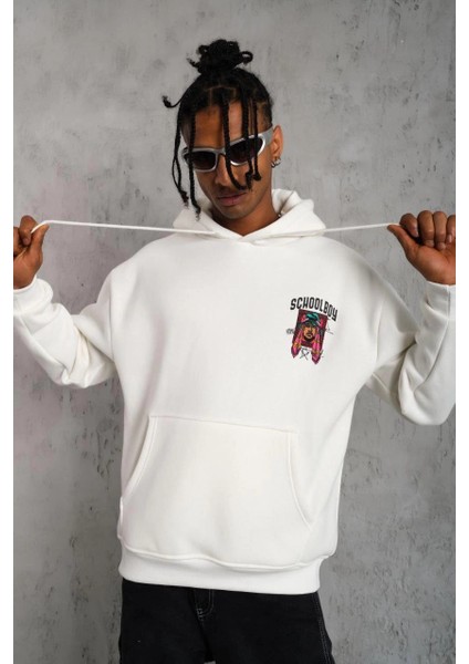Erkek School Boy Baskılı Kapüşonlu Sweat - Beyaz -Vlmr fiyatları