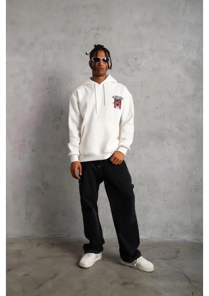 Erkek School Boy Baskılı Kapüşonlu Sweat - Beyaz -Vlmr fırsatları