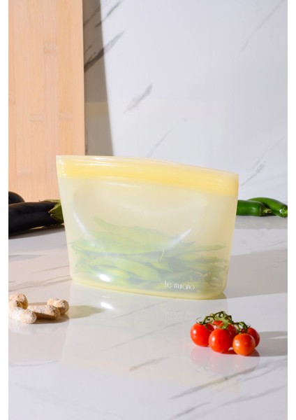 Lush Hava Sızdırmaz Kilitli Silikon Saklama Torbası 1500 ml | Sarı