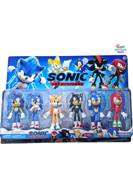 Sonic 6lı Figür Set Mavi Kirpi Sonik ve Arkadaşları Tails Knuckles fiyatları
