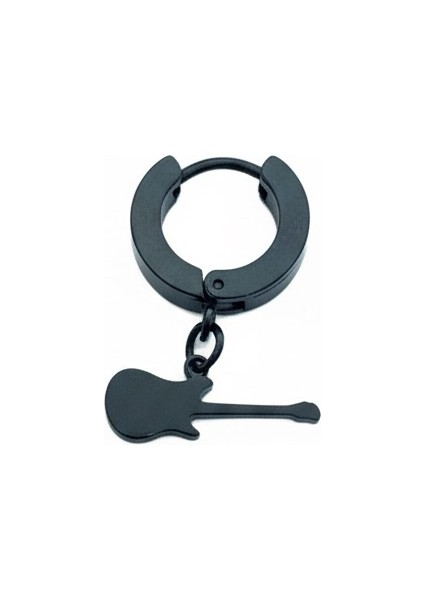 Gitar Figürlü Çelik Halka Küpe