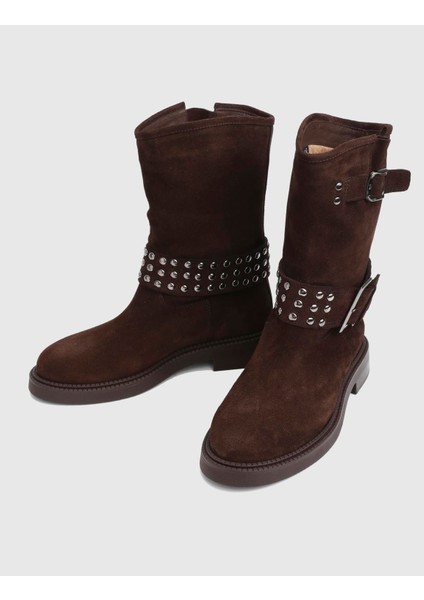 Leopa Hakiki Süet Deri Kahverengi Kadın Bot fiyatları