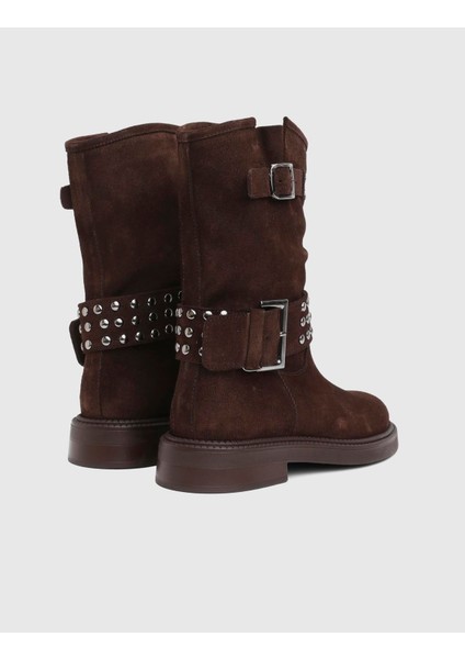 Leopa Hakiki Süet Deri Kahverengi Kadın Bot fırsatları