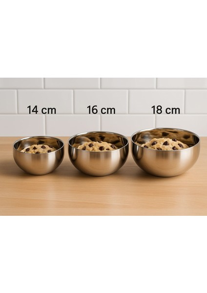3'lü Paslanmaz Çelik Çift Çidarlı Karştırma Kabı 14-16-18 cm indirimleri