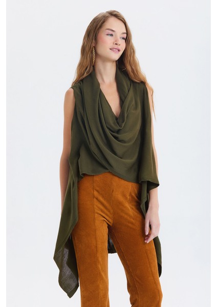 Dökümlü Salaş Triko Yelek Haki fırsatları