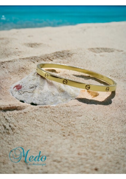 🌟Vida Detaylı Altın Kaplama Kadın Çelik Kelepçe Bileklik fiyatları