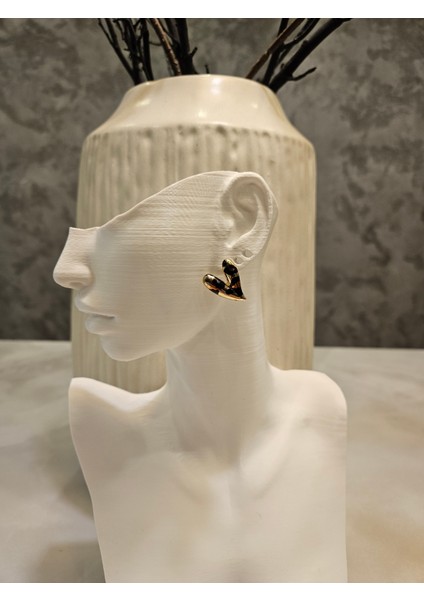 1 Çift Leopar Desenli Kalp Küpe modelleri