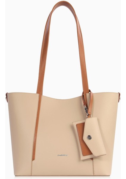 Kartlık Charm Detaylı Kadın El – Omuz Çantası - 7604 - Vizon/taba