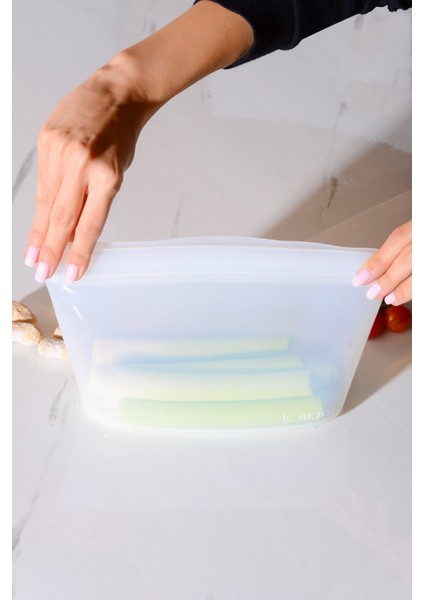 Lush Hava Sızdırmaz Kilitli Silikon Saklama Torbası 1500 ml | Şeffaf modelleri