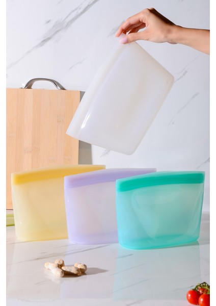 Lush Hava Sızdırmaz Kilitli Silikon Saklama Torbası 1500 ml | Şeffaf fırsatları