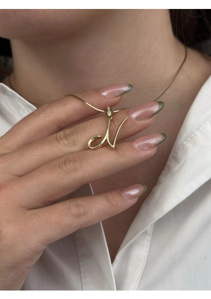 14 Ayar Altın N Harfi Kolye Ucu 437 modelleri
