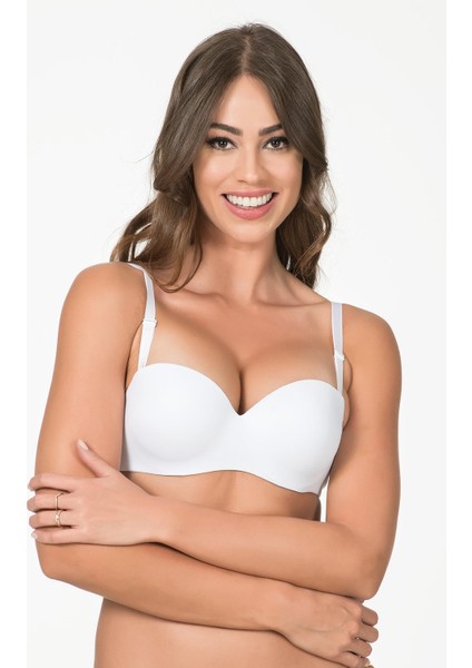 Straplez Dolgulu Sütyen | Beyaz 1110P