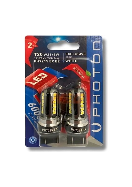 T20 W21/5W Exclusıve Serie PH7125 Ex B2 Beyaz 2'li
