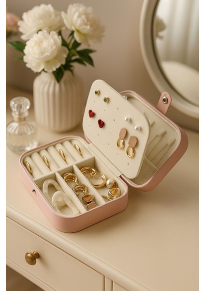 Bölmeli Takı Kutusu Pembe 16 x 11 x 6 cm