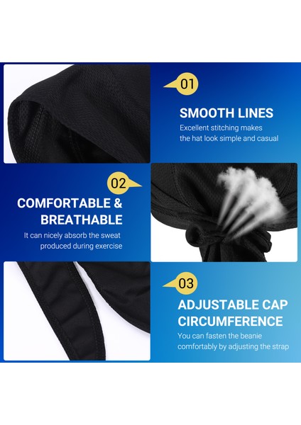 Hızlı Kuruyan Başörtüsü Saf Bisiklet Şapkası Yazlık Erkek Kapüşonlu Kafa Bandı Siyah (Yurt Dışından) fırsatları