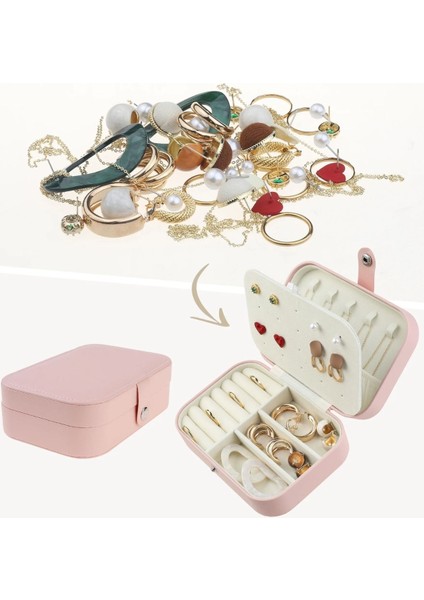 Bölmeli Takı Kutusu Pembe 16 x 11 x 6 cm