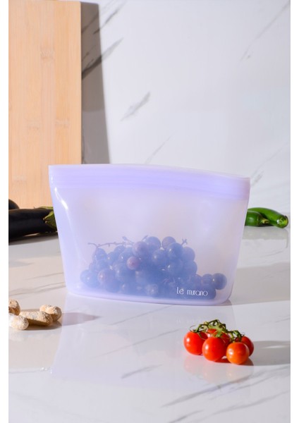 Lush Hava Sızdırmaz Kilitli Silikon Saklama Torbası 1500 ml | Mor