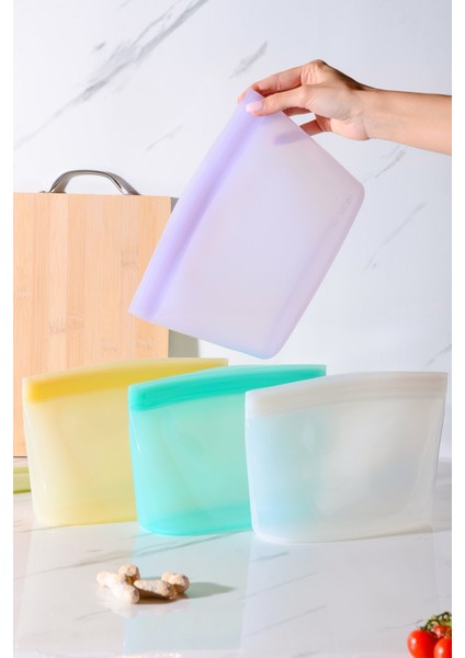 Lush Hava Sızdırmaz Kilitli Silikon Saklama Torbası 1500 ml | Mor fırsatları