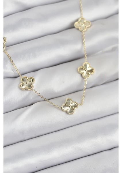 Pirinç Gold Renk Yonca Kadın Kolye fiyatları