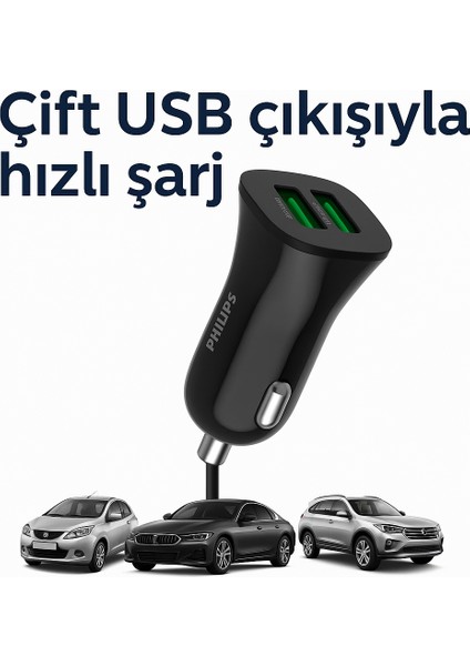 Çift USB Araç Şarj Cihazı – 2.4A Hızlı Şarj, Çift Çıkışlı Oto Şarj Adaptörü fırsatları