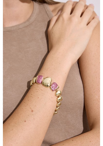 Bloklu Tasarım Bileklik Gold