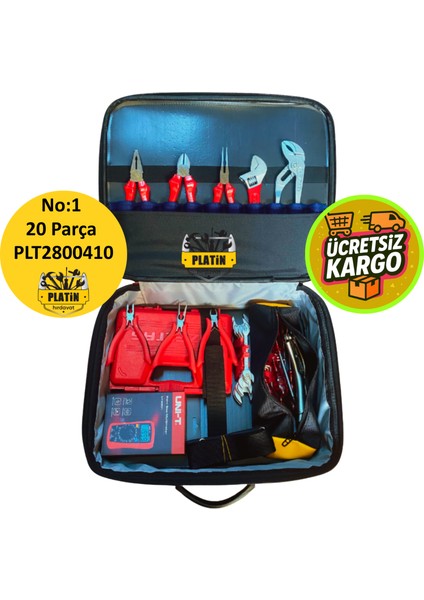Teknisyen Bez Takım Çantası ( Dolu 20 Parça ) Şifreli Omuz Askılı Küçük Boy No:1 PLT2800410