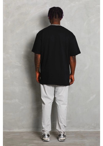 Unisex Oversize Düz Bisiklet Yaka T-Shirt - Siyah -Vlmr fiyatları