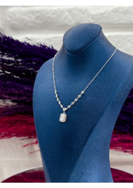 925 Ayar Gümüş Pırlanta Montür Baget Desenli Popüler Kadın Kolye modelleri