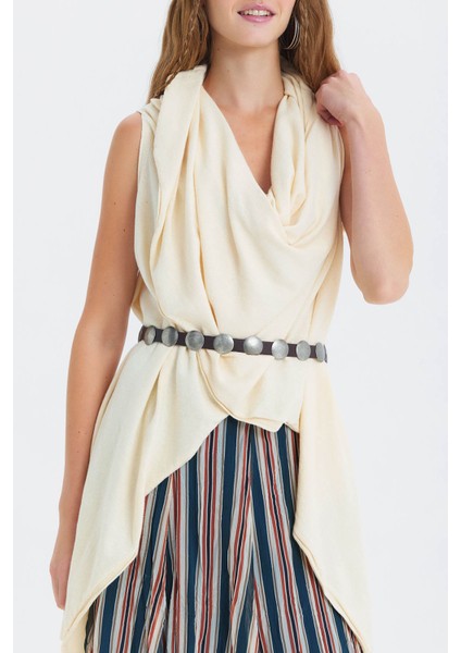 Dökümlü Salaş Triko Yelek Bej indirimleri