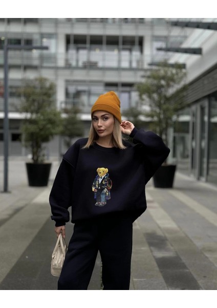 Bisiklet Yaka Üç Iplik Sweat Takım - Siyah -Vlmr