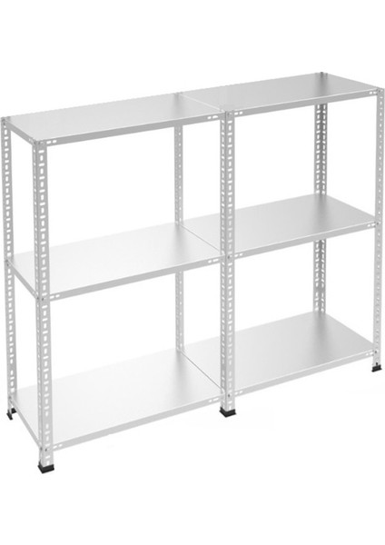 3 Katlı Duble Galvaniz Çelik Raf - Depo, Arşiv, Kiler, Dosya, Market Rafı - 31x75 cm-150 cm-1.50 mm fırsatları