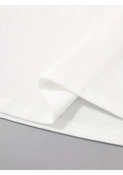 20/1 Penye Compack Palmiye Ön Baskılı Oversize Bisiklet Yaka Kısa Kol Yazlık T-Shirt - Beyaz -Vlmr modelleri