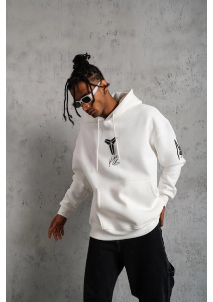 Erkek Baskılı Kapüşonlu Sweat - Beyaz -Vlmr fiyatları