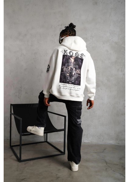 Erkek Baskılı Kapüşonlu Sweat - Beyaz -Vlmr modelleri