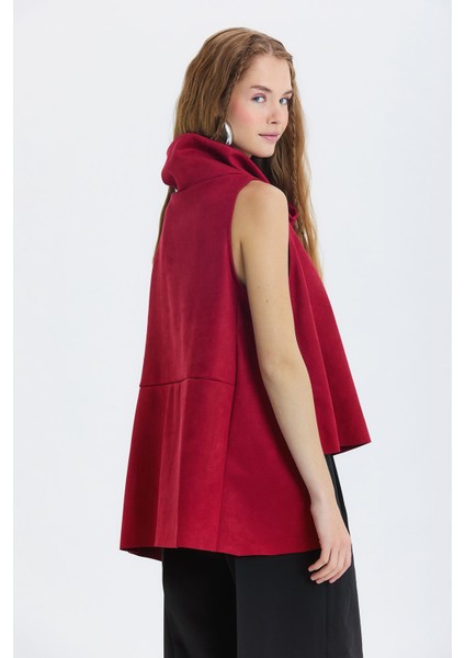 Asimetrik Yaka Detaylı Süet Bluz Bordo indirimleri
