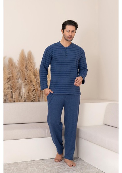 Erkek Selanik Önü Patlı Pamuklu Pijama Takımı | Lacivert 631 fiyatları
