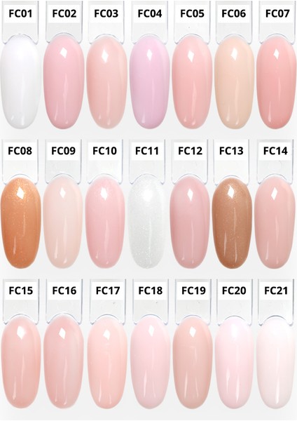 French Cover Rubber Base Coat Simli ve Simsiz 10 ml Geliştirilmiş Formül modelleri