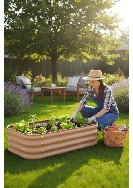 Modüler Yükseltilmiş Bahçe Yatağı Yükseltilmiş Sebze Yatağı No:4 (110X60) Bej