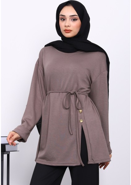 Koyuv Vizon Düğme Detaylı Modal Tunik modelleri