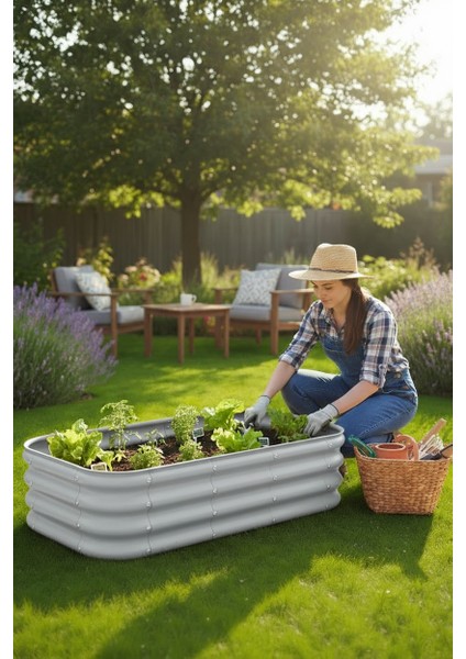 Modüler Yükseltilmiş Bahçe Yatağı Yükseltilmiş Sebze Yatağı No:4 (110X60) Gri