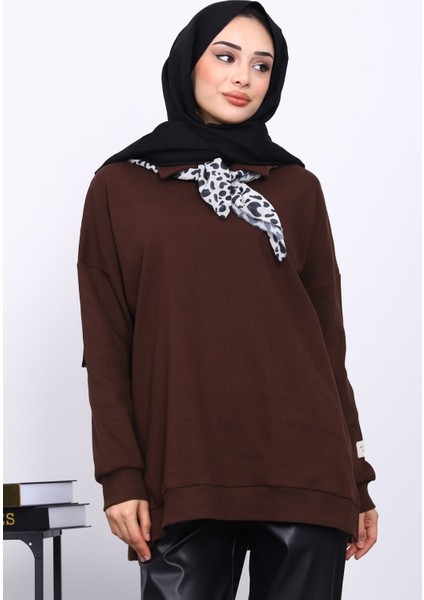 Kahverengi Fular Detaylı Yakalı Tunik modelleri