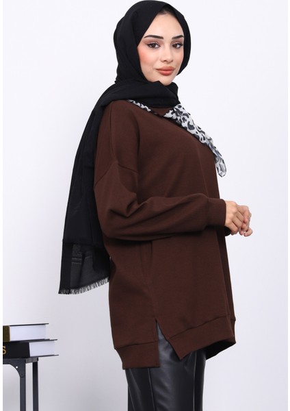 Kahverengi Fular Detaylı Yakalı Tunik fırsatları
