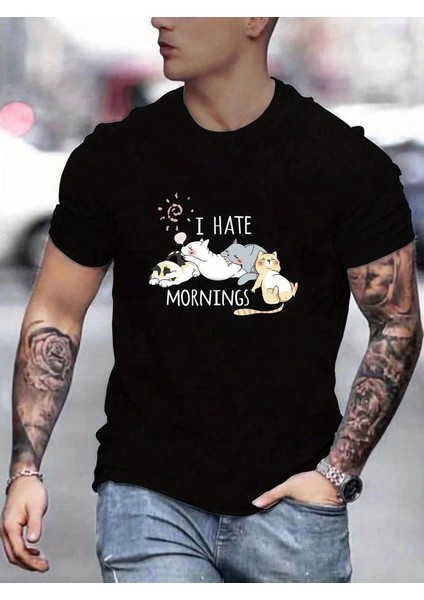 Unisex Baskılı Oversize T-Shirt - Siyah -Vlmr