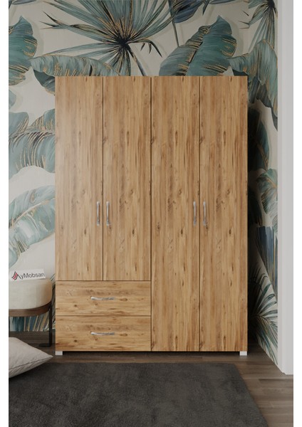 Mavera 4 Kapaklı 2 Çekmeceli Gardrop, 120, Atlantik Çam