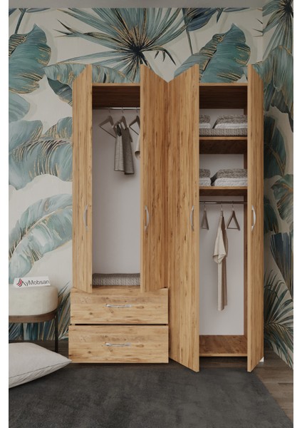 Mavera 4 Kapaklı 2 Çekmeceli Gardrop, 120, Atlantik Çam fiyatları