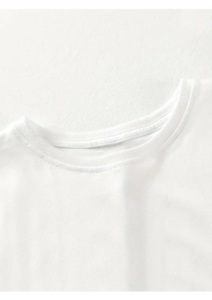 20/1 Penye Compack Gülücük Baskılı Oversize Bisiklet Yaka Kısa Kol Yazlık T-Shirt - Beyaz -Vlmr indirimleri