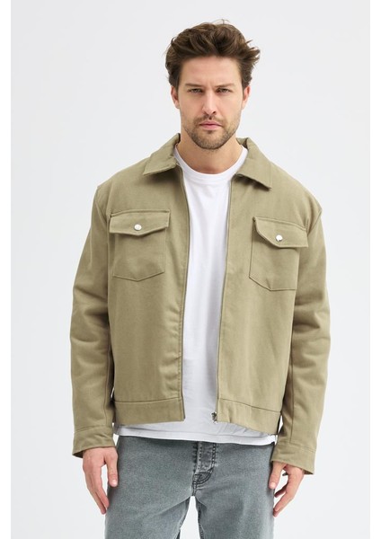 Erkek Gabardin Fermuarlı Çift Cepli Astarlı Workwear Ceket fiyatları