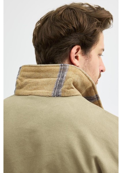 Erkek Gabardin Fermuarlı Çift Cepli Astarlı Workwear Ceket