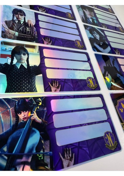 Wednesday Addams Okul Defter Etiket Yapıştırma Sticker Hologram