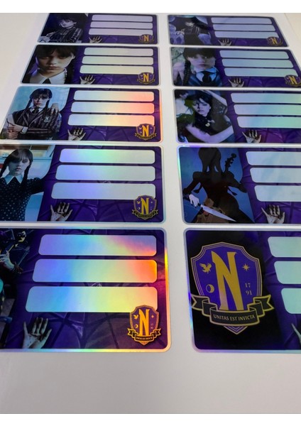 Wednesday Addams Okul Defter Etiket Yapıştırma Sticker Hologram fiyatları
